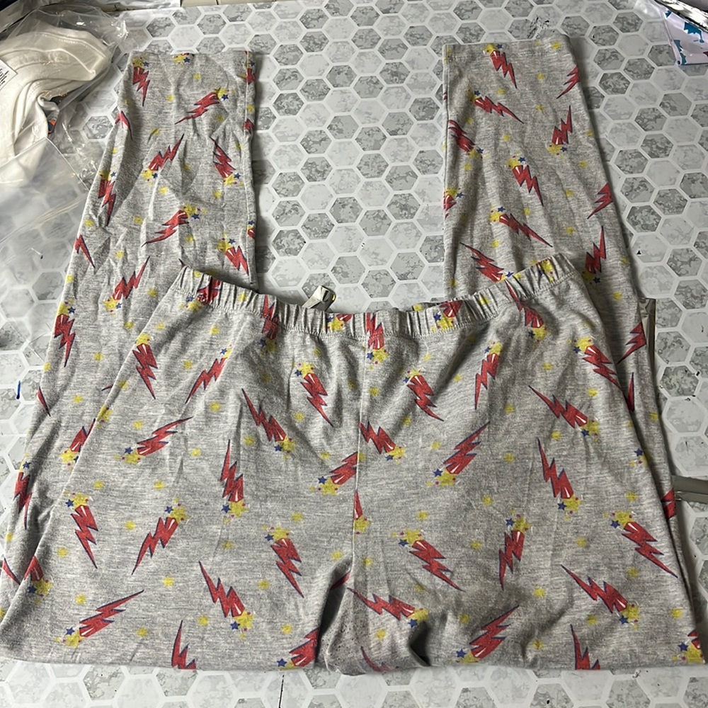 ASOS Sz 8 Gray Elastic Waist Lighting Bolt Firework Leggings